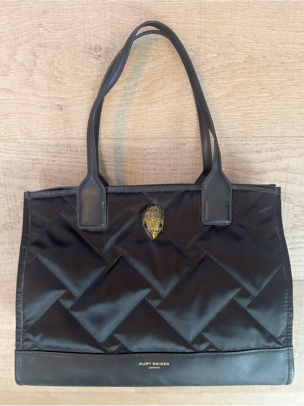 Kurt Geiger London Recycled Shopper Black Quilted Nylon Tote Bag